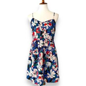 J Crew Multicolor Spaghetti Strap Sweetheart Neck Floral Cami Dress Size 10